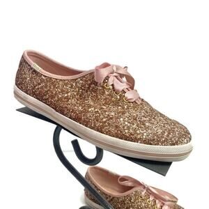 Keds X Kate Spade Champion Pink Rose Gold Sequin Sneakers Shoes Size 7.5
